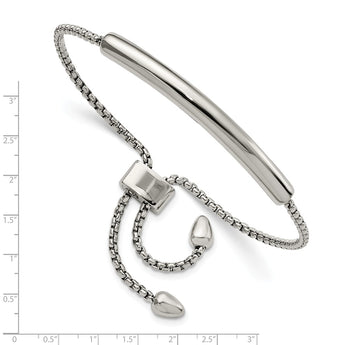 Stainless Steel Polished Bar Friendship/Bolo Adjustable Bracelet