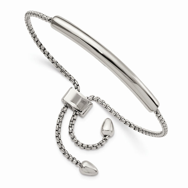 Stainless Steel Polished Bar Friendship/Bolo Adjustable Bracelet
