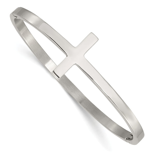 Stainless Steel Polished Cross Hinged Bangle