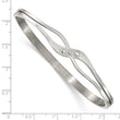 Stainless Steel Polished with CZ Hinged Bangle