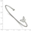 Stainless Steel Polished Preciosa Crystal Butterfly Cuff Bangle