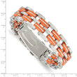 Stainless Steel Orange Rubber 8in Bracelet