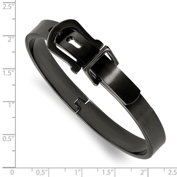 Stainless Steel Brushed Black IP-plated Buckle Hinged Bangle