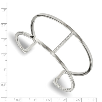 Stainless Steel Polished w/Preciosa Crystal Cuff Bangle