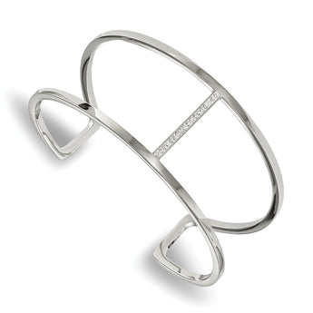 Stainless Steel Polished w/Preciosa Crystal Cuff Bangle