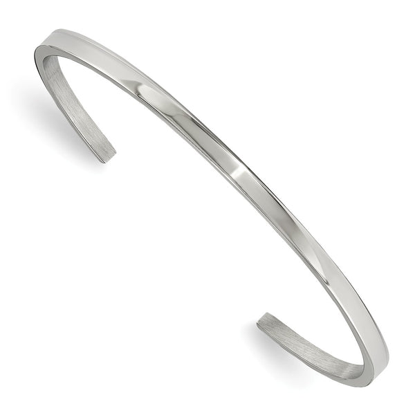 Stainless Steel Polished 3mm Cuff Bangle