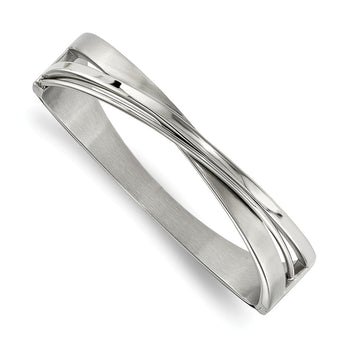 Stainless Steel Brushed and Polished Twisted Hinged Bangle