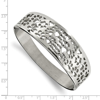 Stainless Steel Polished Paw Print Cut-out Hinged Bangle