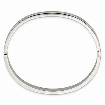 Stainless Steel Polished Live a Good Story 6mm Hinged Bangle