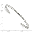 Stainless Steel Polished Love CZ 3mm Cuff Bangle