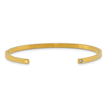 Stainless Steel Yellow IP-plated Love you to the Moon CZ 3mm Cuff Bangle
