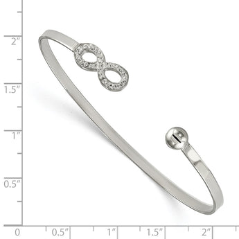 Stainless Steel Polished Preciosa Crystal Infinity Cuff Bangle