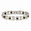 Stainless Steel Yellow IP-plated and Black Rubber Bracelet