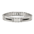 Stainless Steel Polished Textured Black IP-plated 8.75in. Bracelet