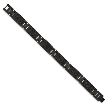 Stainless Steel Polished Black IP plated Wire Inlay 8.5in Bracelet