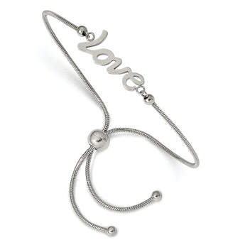 Stainless Steel Polished LOVE Adjustable Bracelet