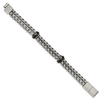 Stainless Steel Polished Black IP-plated 8in w/0.5in ext. Bracelet