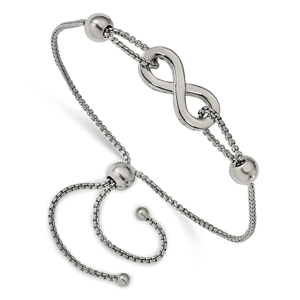 Stainless Steel Polished Infinity Symbol Adjustable Bracelet