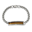 Stainless Steel Polished with Tiger's Eye 8.5in ID Bracelet