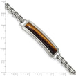 Stainless Steel Polished with Tiger's Eye 8.5in ID Bracelet