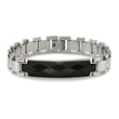 Stainless Steel Brushed and Polished Solid Carbon Fiber Inlay 8.25in Bracel