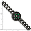 Stainless Steel Brushed Gun Metal IP-plated Compass 8.25in Bracelet