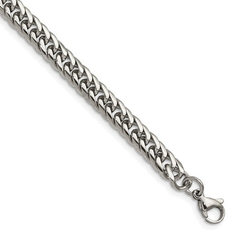 Stainless Steel Polished 9in Double Curb Chain Bracelet