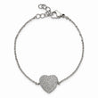 Stainless Steel Polished w/ Preciosa Crystal Heart w/1 inch ext. Bracelet