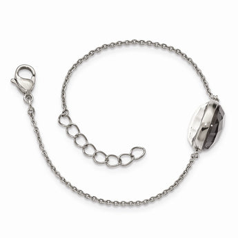 Stainless Steel Grey Glass w/1in. Ext. Bracelet