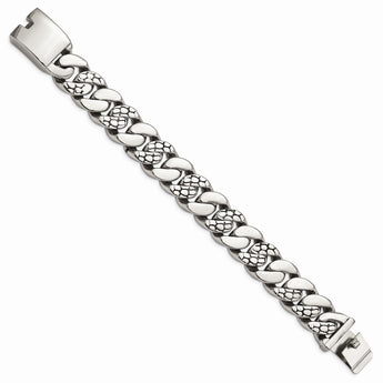 Stainless Steel Polished Textured Link Bracelet