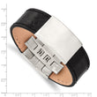 Stainless Steel Brushed Black Leather ID Bracelet