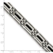 Stainless Steel Polished Black Enamel Link Bracelet