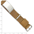 Stainless Steel Polished Brown Leather Adj. ID Bracelet