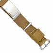 Stainless Steel Polished Brown Leather Adj. ID Bracelet