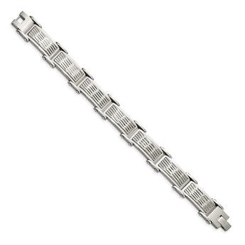 Stainless Steel Polished/Brushed Textured Link Bracelet