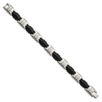 Stainless Steel Brushed and Polished Black IP Link Bracelet