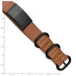 Stainless Steel Brushed Black IP Brown Leather Adj. ID Bracelet