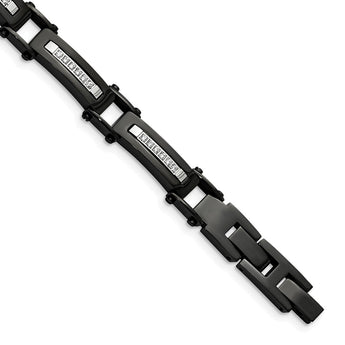 Stainless Steel Polished Black IP CZ w/.50in ext. Link Bracelet