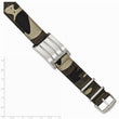 Stainless Steel Brushed and Polished Camo Fabric Adj. ID Bracelet
