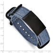 Stainless Steel Brushed Black IP Blue Jean Fabric Adj. ID Bracelet