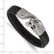 Stainless Steel Polished Leather Strap Snake Bracelet