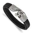 Stainless Steel Polished Leather Strap Snake Bracelet