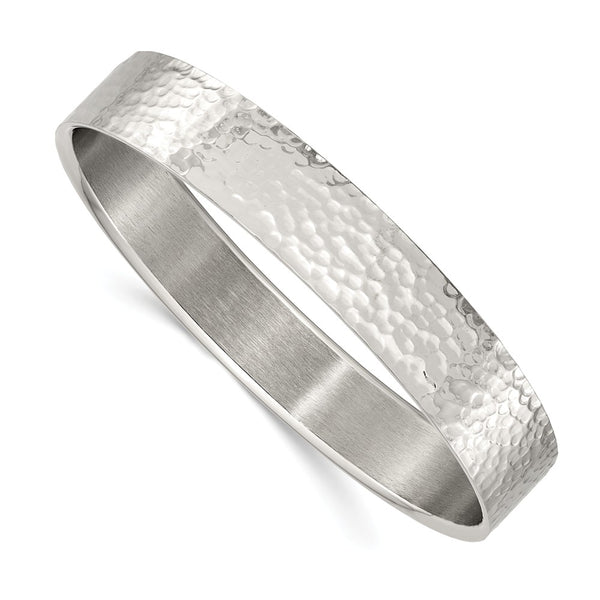 Stainless Steel Polished and Brushed Hammered Bangle