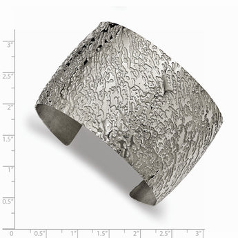 Stainless Steel Polished Textured 4.50mm Cuff Bangle