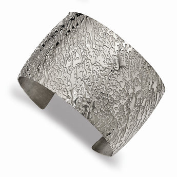 Stainless Steel Polished Textured 4.50mm Cuff Bangle