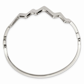 Stainless Steel Polished Pulse Line Hinged Bangle