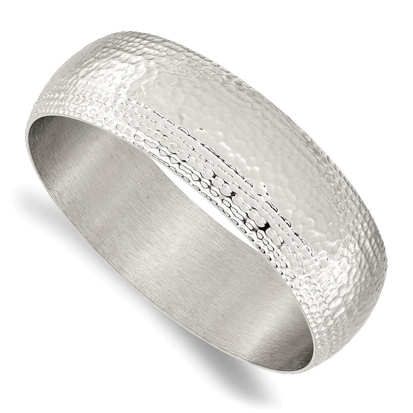 Stainless Steel Polished and Brushed Hammered Bangle