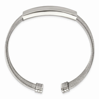 Stainless Steel Polished and Textured Engraveable Cuff Bangle