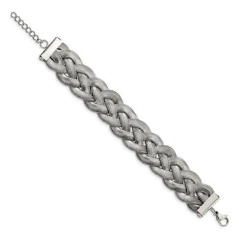 Stainless Steel Polished Braided with 1.25in ext. Bracelet