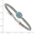 Stainless Steel Polished and Textured Blue Crystal 7.25in. Bracelet